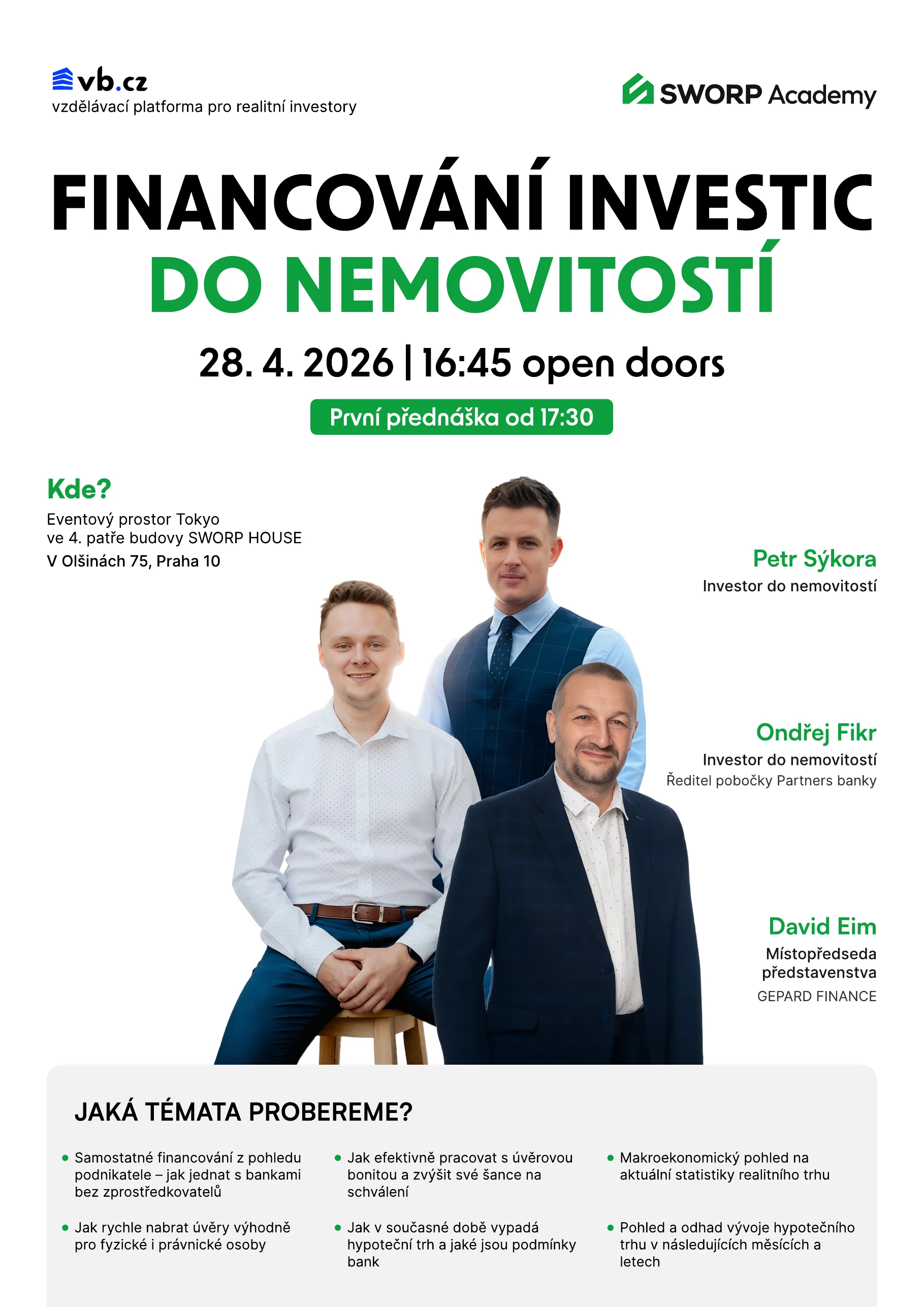 Poster akce Financování investic do nemovitostí.